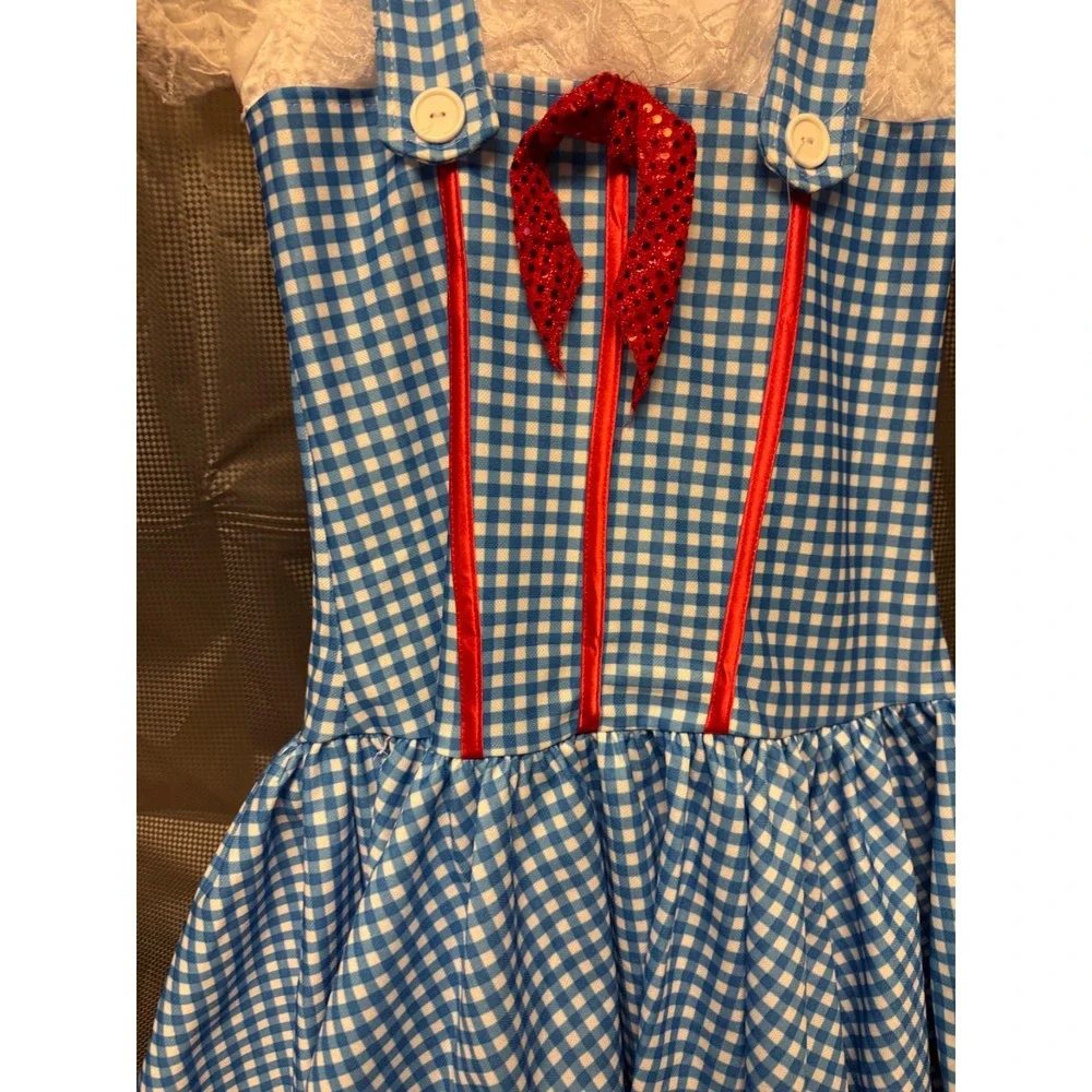 Rubie's Wizard of Oz Dorothy Dress Costume Red Sparkly Bow Halloween Med w/shoes